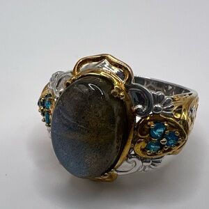 Michael Valitutti Gems en Vogue Labradorite & Apatite Ring 925 Size 8